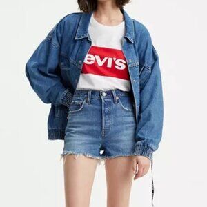 Levis Premium Ribcage Shorts Size 26 Urban Oasis Button Fly High Waist Cowgirl